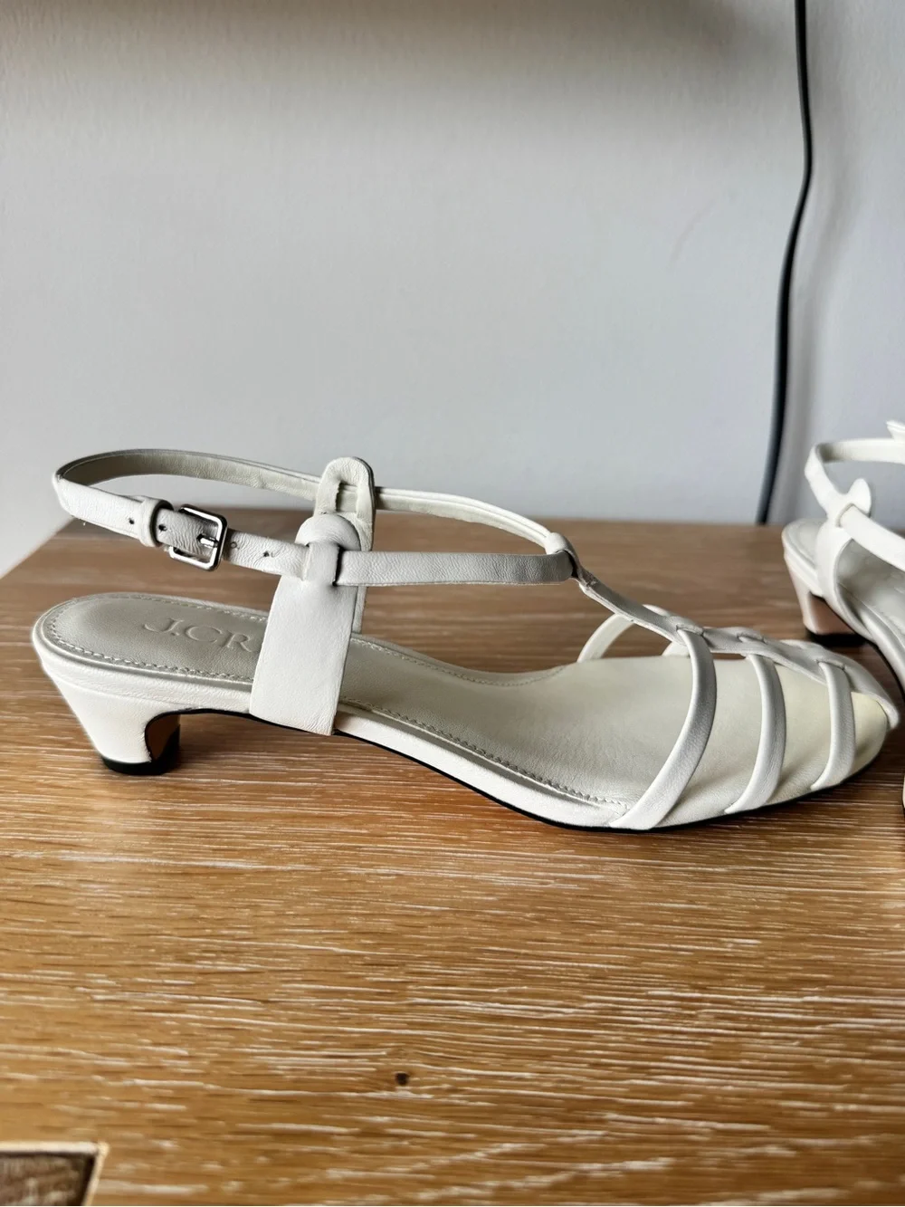J. CREW Cage-toe kitten heels in leather, Ivory, Size 7 CR925 *with box* - Picture 13 of 15